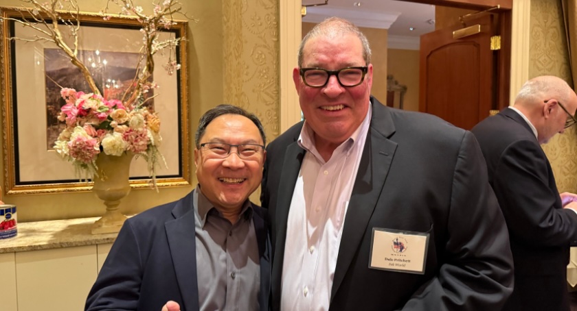 Joon Choo, retired from Shamrock Technologies, left, and Ink World publisher Dale Pritchett.